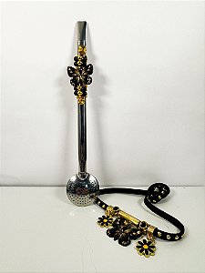 Bomba Inox c/ miçangas e Pulseira de cuia Borboleta Preta