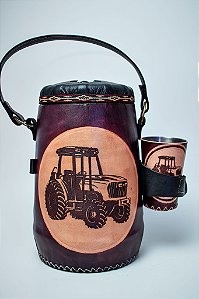 Garrafa Térmica 2,5l - Kit Tereré com Copo - Couro Trator