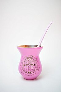 Kit Chimarrão - Cuia madeira rosa, medalha de São Bento e Bomba Inox