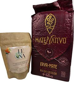 Kit Erva-Mate 1kg Moída Grossa Mate Nativo+ Prosa de Pêssego