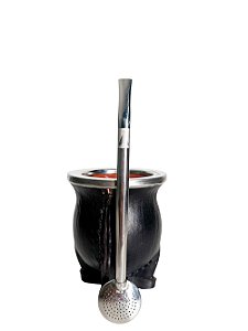 Kit Chimarrão Uruguaiana Cerâmica Couro Bomba NS.Aparecida