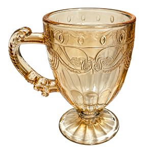 Caneca de Vidro Âmbar Milão 190ml Trabalhada