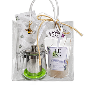 Kit Presente Chá de Lavanda com Chaleira Infusora 350ml