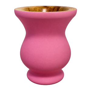 Cuia de Madeira Pônei Rosa Claro Fosca para Chimarrão