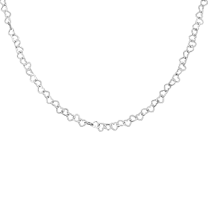 COLAR CORRENTE ELOS CORAÇÕES 45 CM EM PRATA