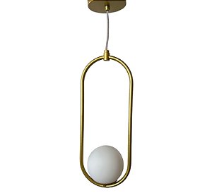 Luminária Pendente Arkom Light Dourado Globo Leitoso 10cm