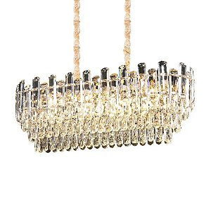Pendente Retangular Dourado com Cristal Transparente 80DXH31 E14x8