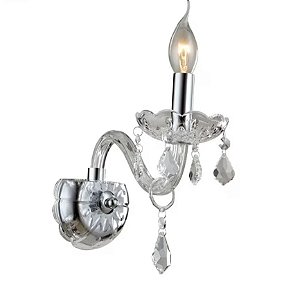 Arandela Maria Thereza Prata com Cristal Transparente 1xE14