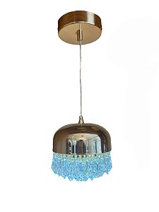 Pendente Luxo Dourado Led com Cristais