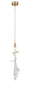Pendente Vidro Linear 40cm LED 5W 3000K Dourado