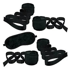 KIT BONDAGE COM ALGEMA TORNOZELEIRA E VENDA EM PELÚCIA
