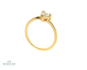 Anel Solitário - Banhado a Ouro 18k