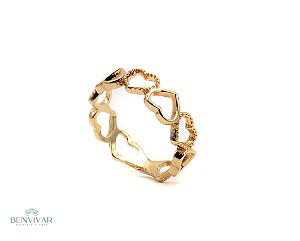 Anel Corações - Banhado a Ouro 18k
