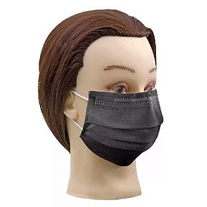 MÁSCARA DESCARTÁVEL PRETA SANTA CLARA 50UND