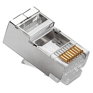 KIT Conector RJ45 Macho CAT.5e Blindado - 10 peças