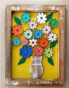 Quadro de flores madeira