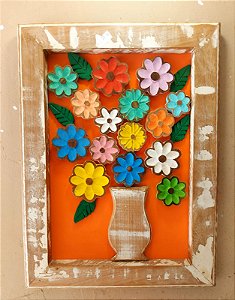 Quadro de flores madeira