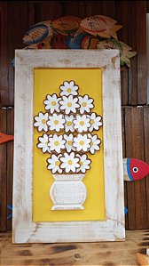 Quadro vaso de flores em madeira demoliçao