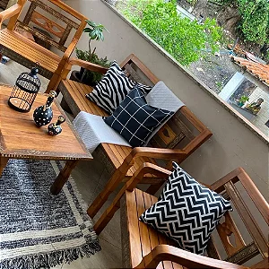 kit de bancos com mesa de centro