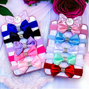 Kit 10 Mini laços de bebê Lacinhos de Bebê Cetim Rn
