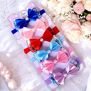 Kit 6 Mini Lacinhos de Bebê Faixinha Maternidade Tiarinha RN