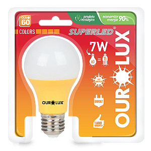 Lâmpada Superled Ouro 60 Colors 7W bivolt Amarelo.