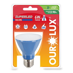 Lâmpada Superled PAR20 6W bivolt 30º Azul IP66.