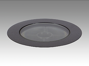 Embutido de solo chão LED flat in redondo com antiofuscante 30º 2700K 35W bivolt Ø19,2X11,3 com alumínio preto IP67.