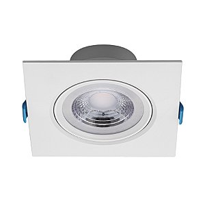 Plafon de embutir LED easy face plana quadrado 30º 3000K 7W bivolt 11,7X11,7X4,5cm ABS branco.