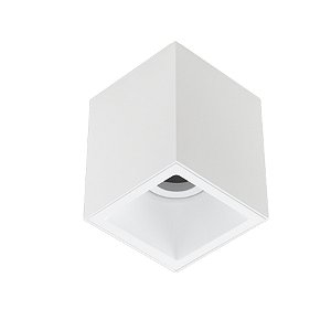 Plafon de sobrepor recuado quadrado facho direcionável dicróica MR16 máx. 15w bivolt 10X10X12,1cm alumínio branco.