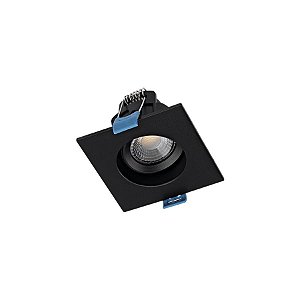 Plafon de embutir LED Easy recuado quadrado 38° 3000K 3w bivolt 7,5X7,5X5,4cm ABS preto.