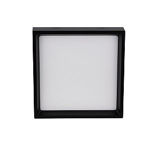 Plafon de sobrepor LED Deep recuado quadrado 3000K 22W bivolt 25,3X25,3X4,5cm policarbonato preto.