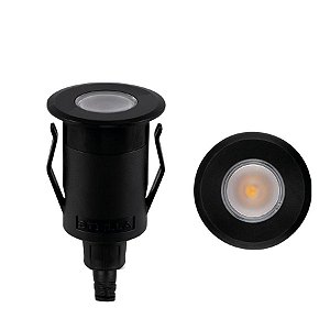 Balizador de solo chão LED Way UP redondo 32º externo 3000K 1W bivolt IP67 Ø4,1X7,3cm alumínio preto.