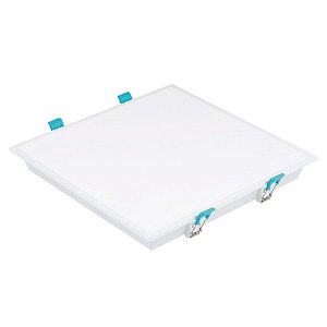Plafon LED de embutir edge quadrado 4000K 20W bivolt 26x26x5,2cm policarbonato branco.