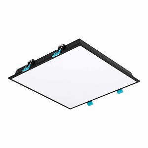 Plafon LED de embutir edge quadrado 3000K 20W bivolt 26x26x5,2cm policarbonato preto.
