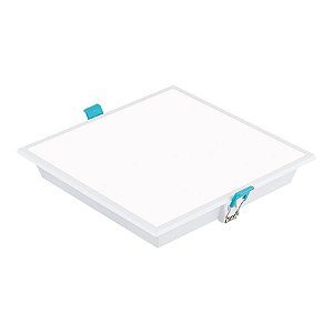 Plafon de embutir LED Edge quadrado 3000K 14W 110º bivolt 20x20x5,2cm policarbonato branco.