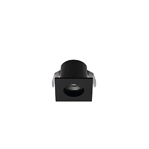 Plafon de embutir LED Móbili quadrado para movelaria MDF 25° 3000K 1,5W bivolt 3,7X3,7X2,9cm policarbonato e ABS preto.