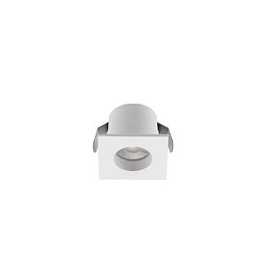 Plafon de embutir LED Móbili quadrado para movelaria MDF 25° 3000K 1,5W bivolt 3,7X3,7X2,9cm policarbonato e ABS branco.