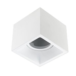 Plafon de sobrepor Square Out recuado quadrado facho direcionável AR111 16,4x16,4x14,1cm alumínio branco.
