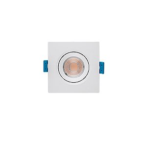 Plafon de embutir LED Easy Face plana quadrado 38° 3000K 3W bivolt 7,5x7,5x4,5cm ABS branco.