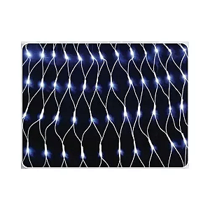 Cortina rede De Natal 96 LEDS Luz Branco frio 8 Funções 3,00m x 0,40m 127V.