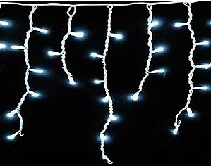 Cascata De Natal 100 LEDS Luz Branco Frio fixa tomada macho / fêmea 3,00m 127V.