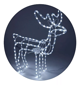Armação Rena macho grande LED Branco frio com movimento 220V IP44 uso externo.