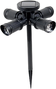 Espeto De Jardim LED Solar 10W Branco Frio 6500k IP67 4 luminárias.