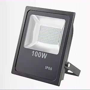 Refletor LED 100W 6500K preto SMD 6500K IP66 bivolt.