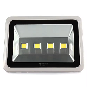 Refletor Cinza LED COB 200W 3000K branco quente IP66 bivolt.