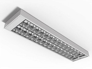 Luminária sobrepor alto rendimento aletas planas brancas para 2 lâmpadas 9/10W 60cm.