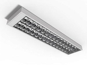 Luminária sobrepor alto rendimento aletas parabólicas duplas para 2 lâmpadas 9/10W 60cm.