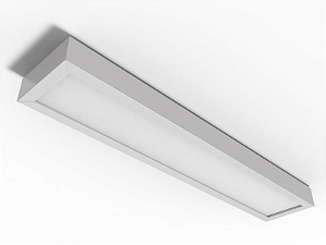 Luminária de sobrepor fechada com difusor leitoso para 2 lâmpadas 18/20W 120cm.