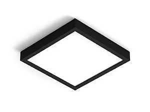 Luminária de sobrepor preta fechada com difusor leitoso para 4 lâmpadas 9/10W 60cm.